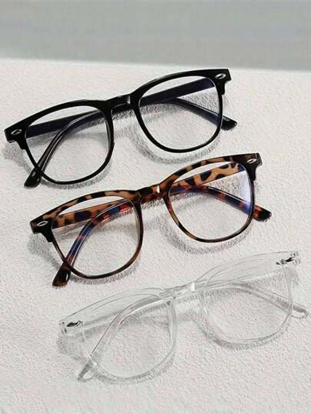 3pcs Retro Lightweight Fashion Glasses Set - Fashionable Full Frame Blue Ray Blocking Glasses