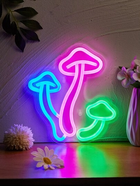 1PC Cute Mushroom LED Neon Sign USB Powered Wall Neon Signs For Bedroom Home Wedding Party Decoration Lamp