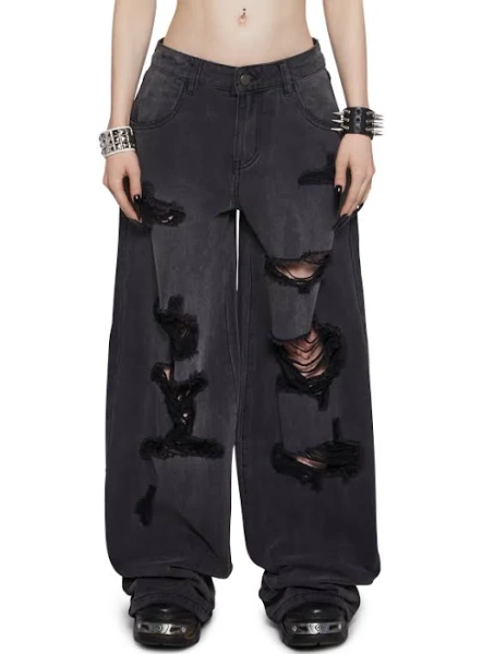 Widow Sinful Attitude Wide Leg Distressed Jeans