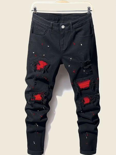 Men's Splash-Ink Patchwork Jeans - AliExpress 200000343