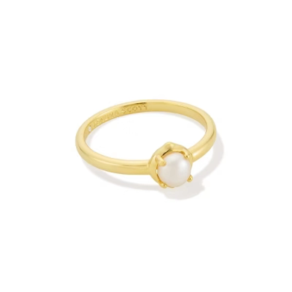 Kendra Scott Henley Pearl Band Ring - Pearl/Gold Size 8