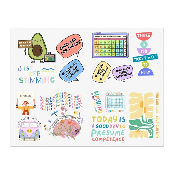 Sticker Pack- Neurodiversity Affirming Therapist Bundle, SLP Gift,  Advocacy Inclusive Accessories, ND Affirming Care, Child Led Therapist