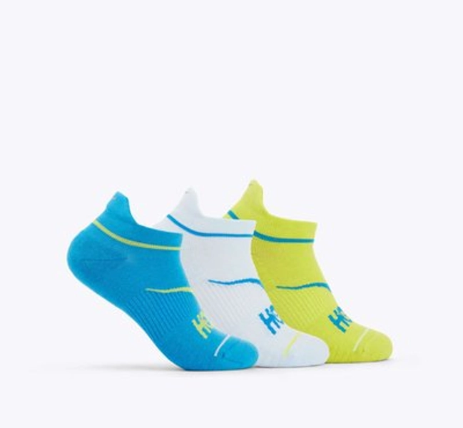 HOKA No-Show Run Sock 3-Pack in Diva Blue/Ice Water/Evening Primrose, Size Medium