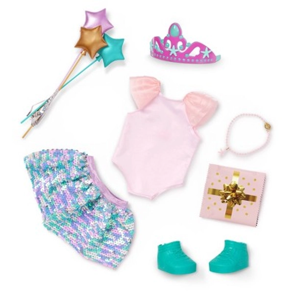 Our Generation Sequin Surprise Party Outfit for 18" Dolls with Mystery Bag & Accessories: Fashion-Themed Girl Doll Clothing, 9 Pieces