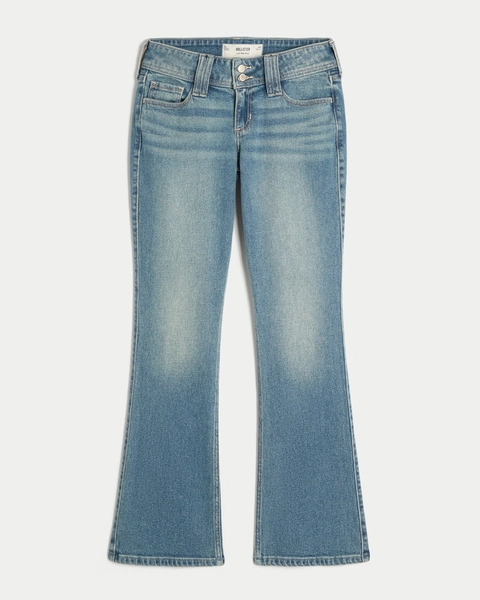 Low-Rise Medium Wash Embroidered Florals Bootcut Jeans