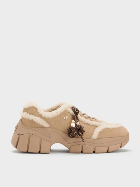 Yunna Suede & Faux Shearling Chunky Sneakers