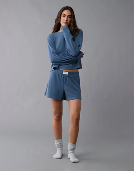 AE Luxe Plush Waffle Tee + Short Lounge Set
