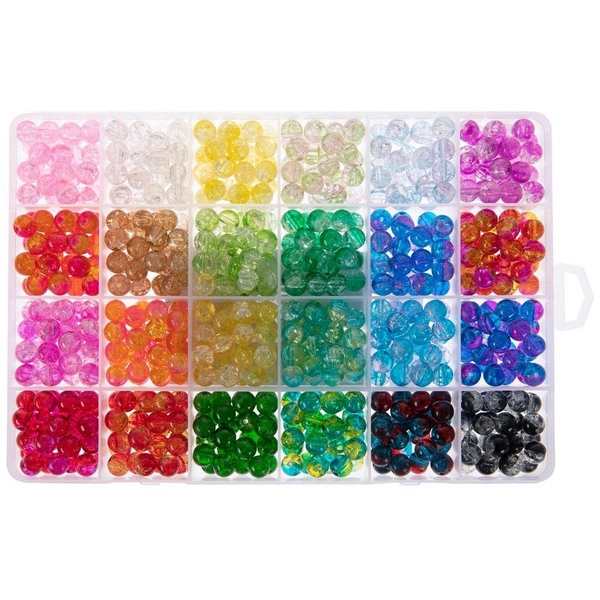 Ombre Round Cracked Glass Beads - 8mm