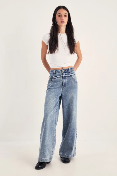 Jeans | Double Waistband Wide Leg Jeans | NastyGal