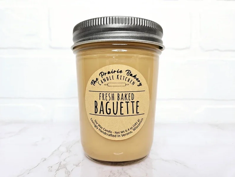 Fresh Baked Baguette | Scented Soy Wax Candle Delicious Crispy Bread & Butter Kitchen Scent | Housewarming Birthday Wedding Holiday Gift