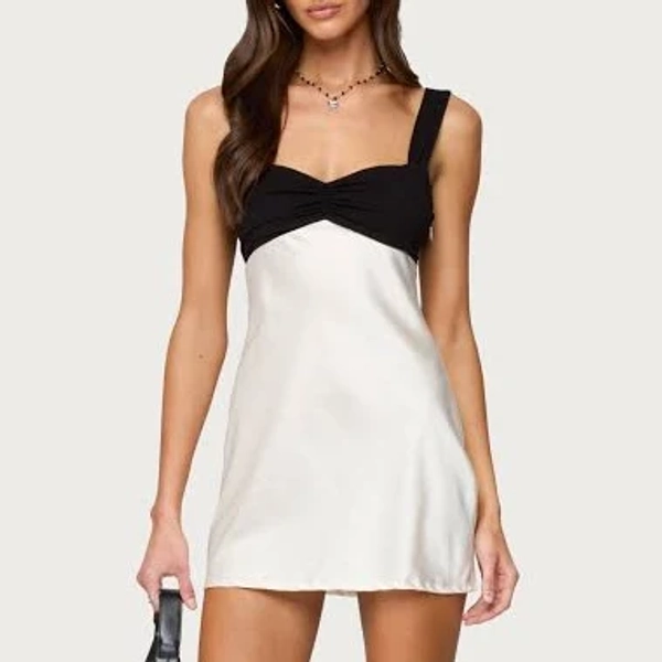 Edikted Women's Contrast Satin Mini Dress