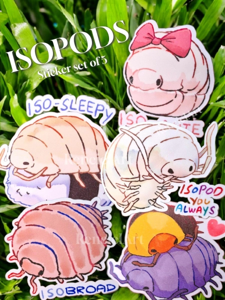 Isopods Sticker Pack: Cute Terrarium Bug Decals, Waterproof Decoration