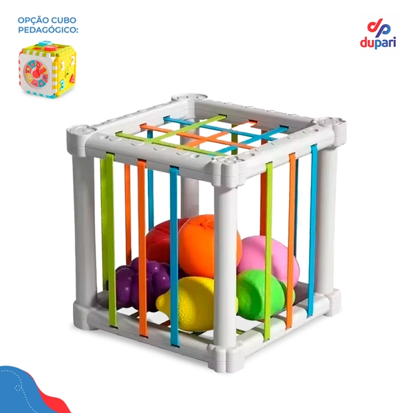 Cubo Didático com Elástico Cubo Pedagógico Encaixe Colorido Aprendizagem Montessori Multi Sensorial | Shopee Brasil