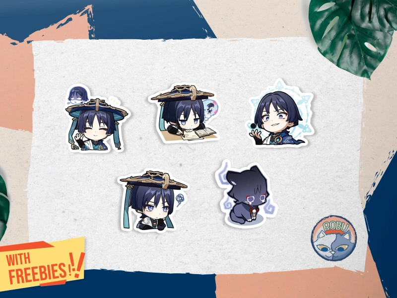 Wanderer Genshin Impact Stickers Set - Vinyl Glossy Waterproof Stickers Bottle stickers | laptop stickers | gift stickers | Stickers Bundle