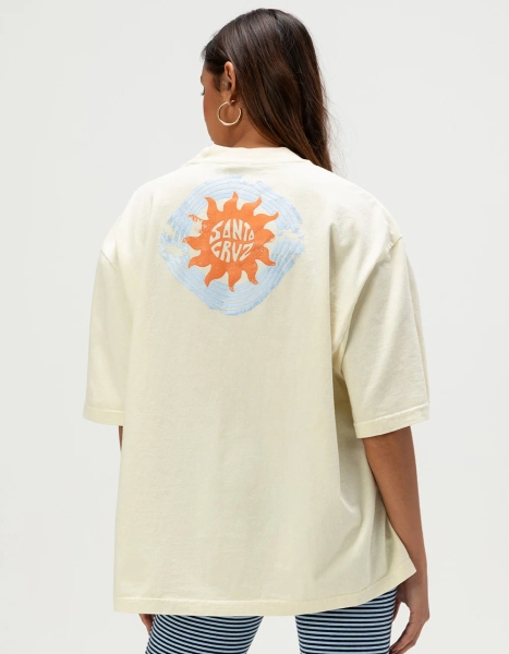 SANTA CRUZ Sun Daze Womens Oversized Boxy Tee - CREAM