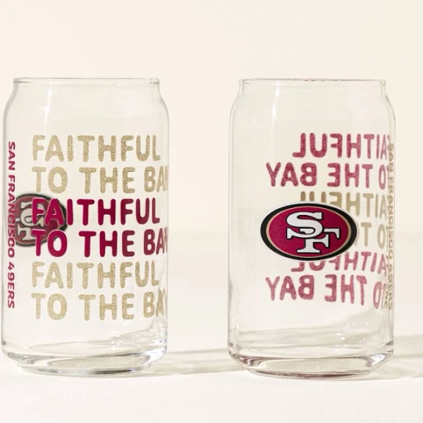 Show Your Spirit NFL Can-Shaped Glass Set - San Francisco 49ers | Fathers Day Gifts | Gifts for Boyfriend | Beer Gifts | Gifts for Men | Housewarming