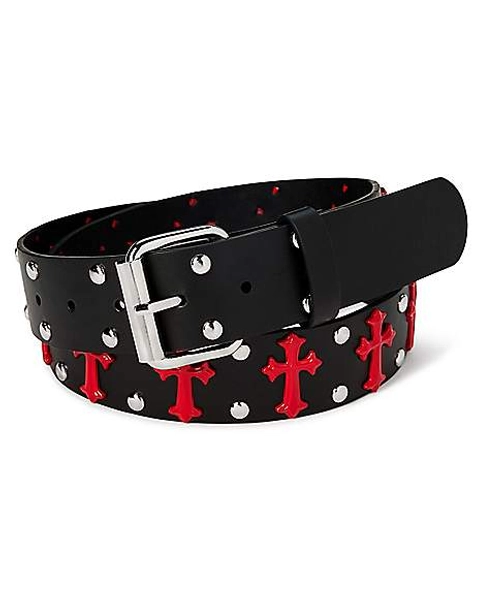Black and Red Gothic Cross Stud Belt