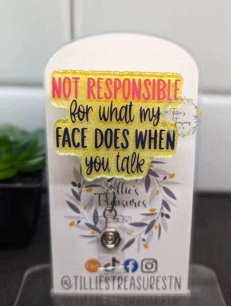 Funny Not Responsible Badge Reel: Interchangeable Nurse Badge