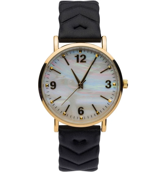 Time and Tru Women's Faux Mother of Pearl Round Watch