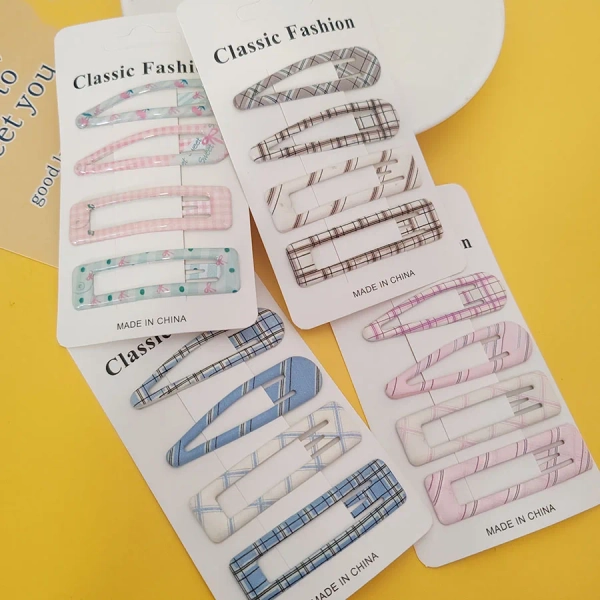 4pc Fashion College Plaid BB Hairpin Hair Side Clips for Girls Women Korean Hair Accessories - AliExpress 200000297