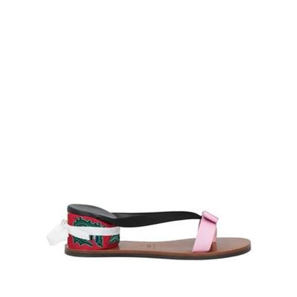 Marni Woman Thong sandal Pink Size 7 Leather, Textile fibers