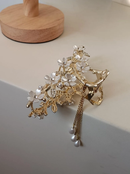 Rhinestone Flower Hair Claw Clip: Pearl Metal Hair Accessories - Etsy Canada