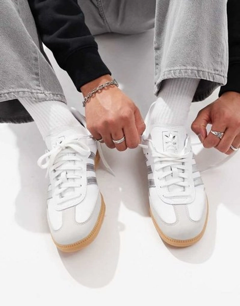 adidas Originals samba sneakers in white and silver