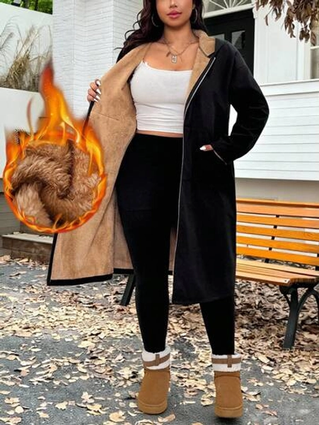 Solflare Plus Size Zip-Up Fleece Hoodie Jacket, Fashionable For Autumn/Winter