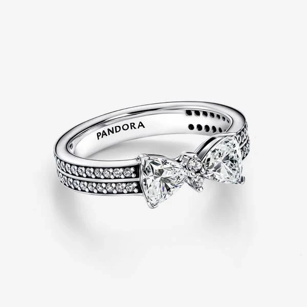 Pandora Women's Sparkling Bow Double-row Ring