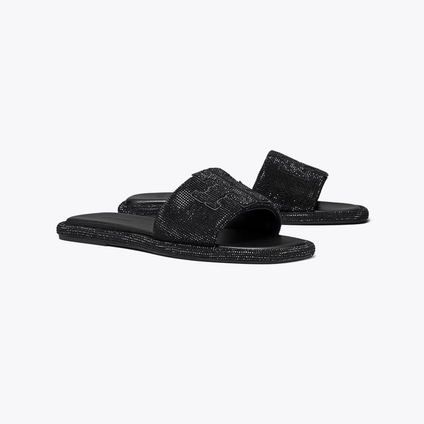 Pavé Double T Sport Slide in black, size 9.5