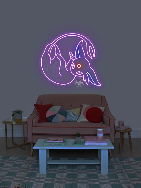 Purple Cat Japanese ANIME Character - LED Neon Sign, Custom Neon, Neon Light