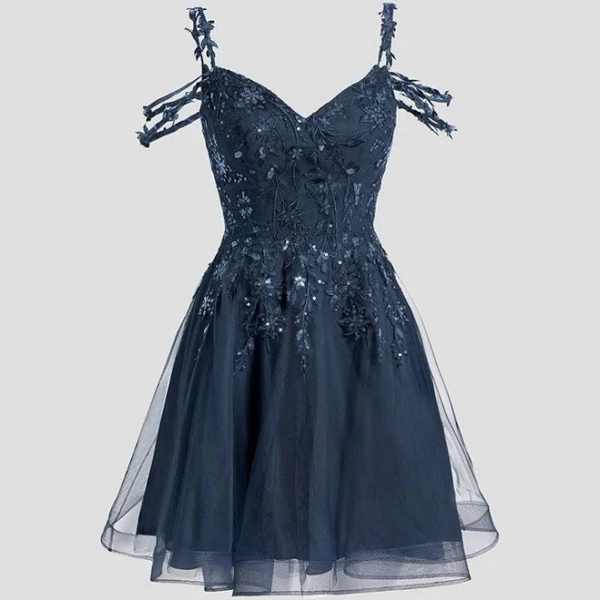 JJ's House A-Line Sweetheart Sequin Tulle Lace Homecoming Dress