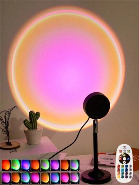 1pc LED Sunset Lamp, Sunset Light Projector Atmosphere Lamp, LED Night Light Projector For Bedroom, Ambient Lights For Room, Office And Home Decor