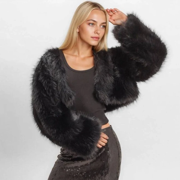 Bonton Cropped Faux Fur Jacket
