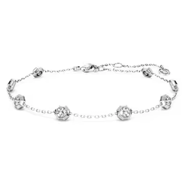 Octagon bracelet, Lab-grown diamonds 0.8 ct tw, Round shape, Sterling silver