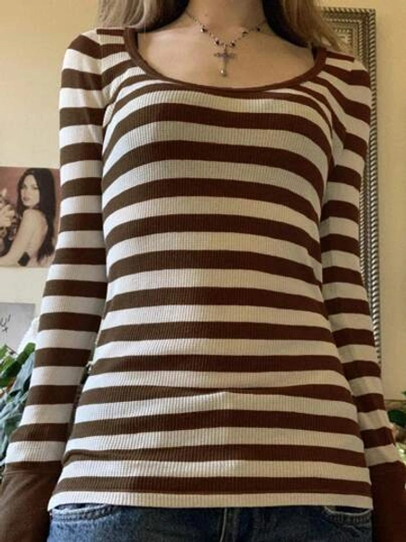 Women Fairy Grunge Sweater Tops Fall E-Girl Goth Y2k Long Sleeve Round Neck T-Shirt Slim Fit Going Out Pullover Tops Aesthetic Clothes
