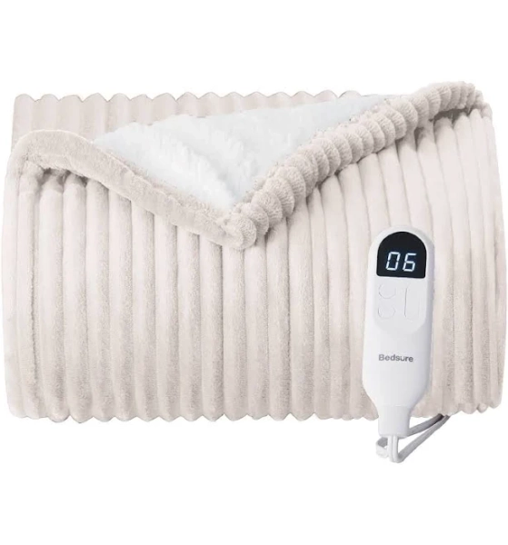 Bedsure Ribbed Flannel Heated Blanket