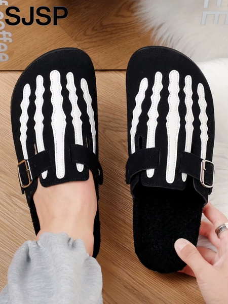 Men's Slip-On Slippers, Skull Print Design, Casual Backless Mule Sandals, Suitable for Indoor/Outdoor Wear, Minimalist Street Style, Daily Walking and Casual Comfortable Slippers - AliExpress 322