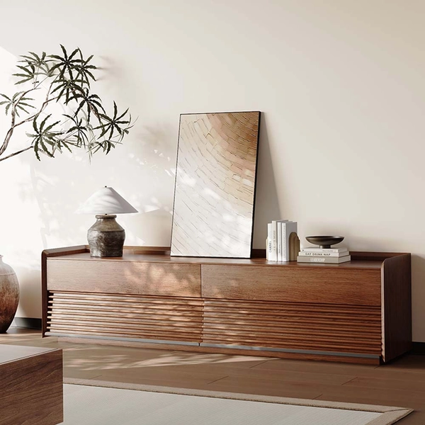 70.87'' Mid-Century TV Stand, Modern Entertainment Center, Cabinet with Adjustable Light, Walnut TV Console, Fully-Assembled, Perfect for 65-inch TVs