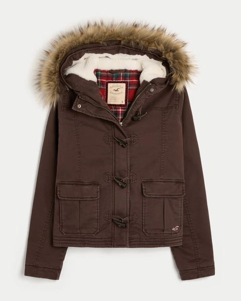 Holiday Vault Release Twill Faux Fur Trim Hooded Bomber Jacket