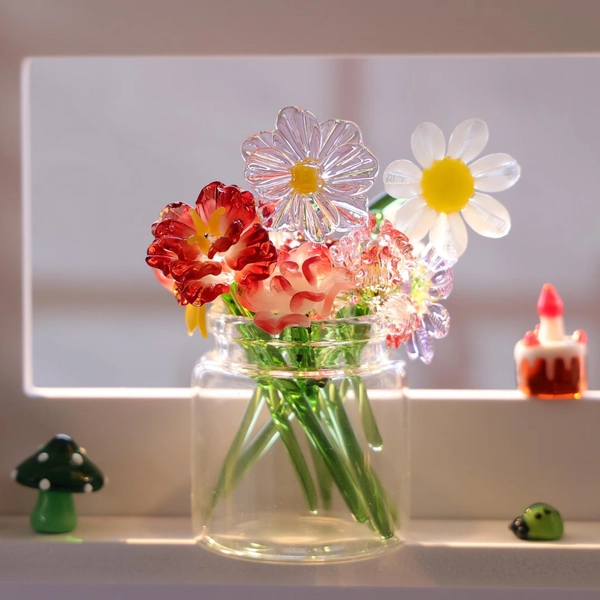 Glass Birth Month Flower, Birth Flower Gift, Hand Blown Spring Flower, Glass Flower Bouquet, Personalized Gifts, Gift For Her, Birthday Gift