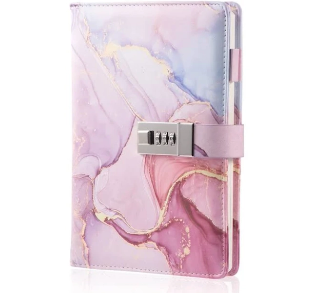 LMTNNB Marble Diary with Lock