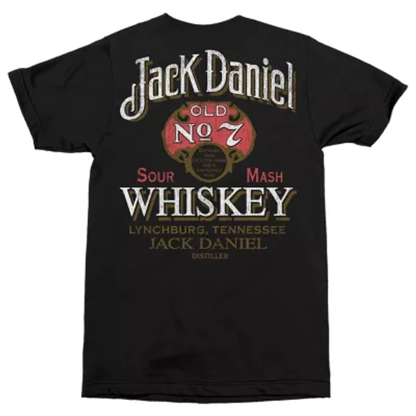 Changes Men's Crew Neck Short-Sleeve Jack Daniel's Vintage T-Shirt - Black,XL