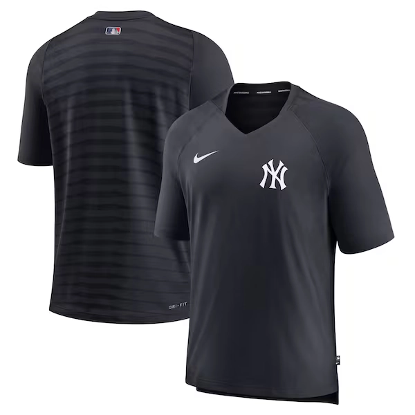 New York Yankees Nike Authentic Collection Pregame Raglan Performance V-Neck T-Shirt - Navy