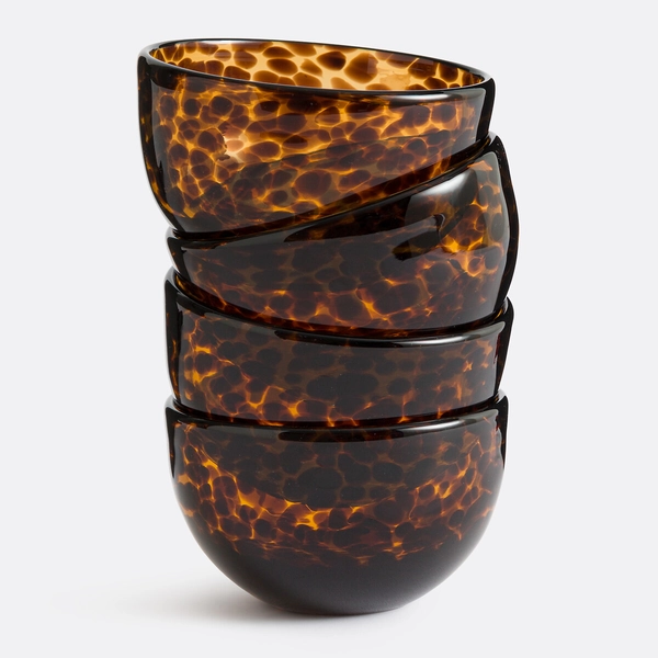 Lot de 4 bols en verre ambré, Fauvita