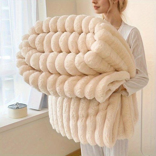 1pc 180*200cm Double Family High-Quality Extra Thick Striped RV Blanket - Ultra Soft and Warm Bedding Essential for All Seasons - Polyester Fabric, Thick and Comfortable - Lightweight and Portable RV Interior Bedding