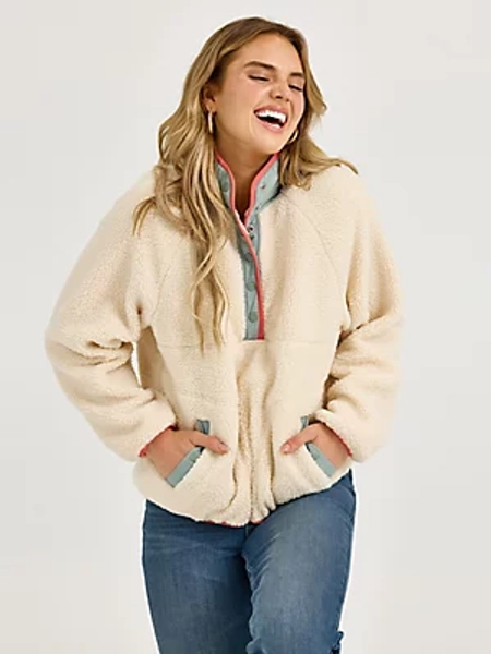Women's Wrangler Retro® Half-Snap Sherpa Pullover | Women's JACKETS & OUTERWEAR | Wrangler®