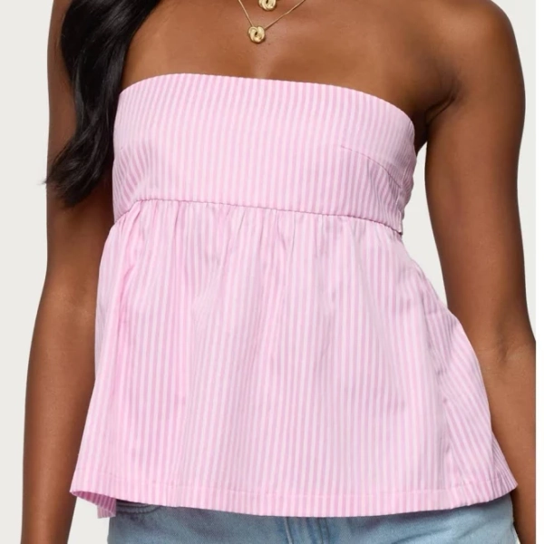 Edikted Women's Maddie Strapless Striped Babydoll Top