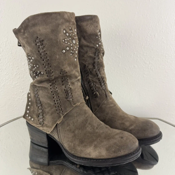 A.S.98 Taupe Brown Suede Leather Clein Calvados Boots