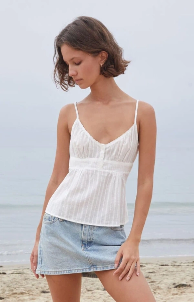 White Textured Tiffany Tank Top